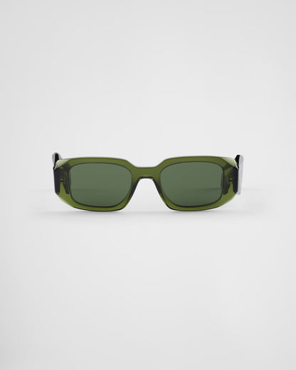 Geometric PP sunglasses with forest green lenses