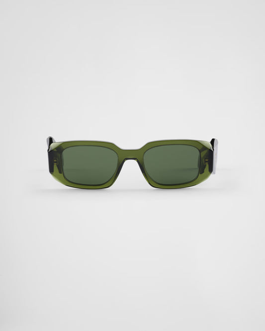 Geometric PP sunglasses with forest green lenses