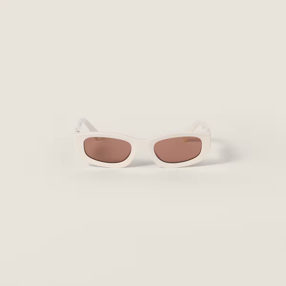 Miu Glimpse Flat-Frame Sunglasses in Milky White with Chocolate Brown Lenses