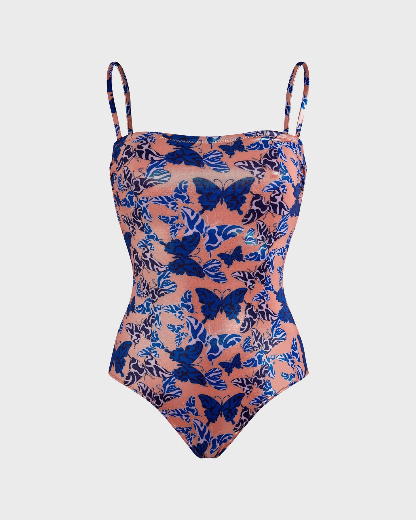 Damen-Bustier-Badeanzug Disco Butterfly Blush