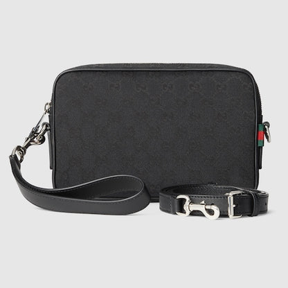 GG fabric shoulder bag black small size