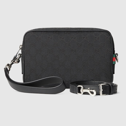 GG fabric shoulder bag black small size