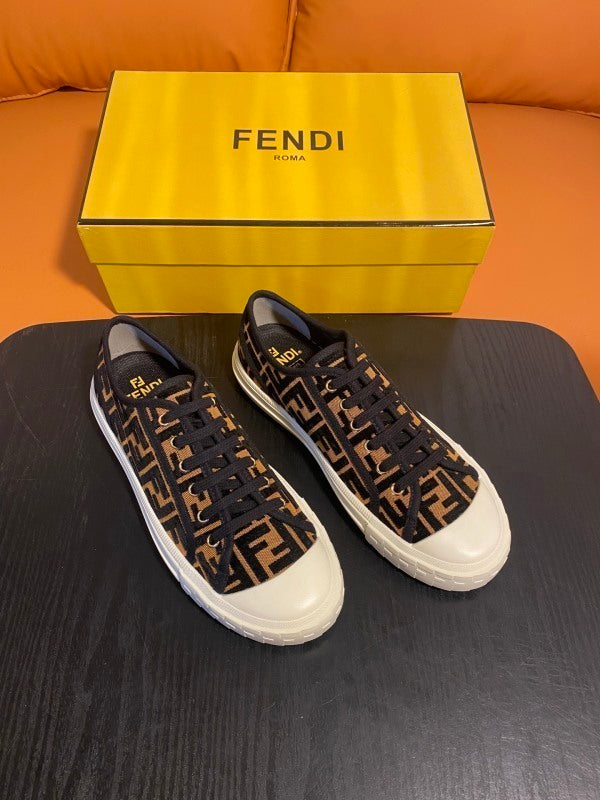 Domino Low Tops made from FF fabric, brown fondant