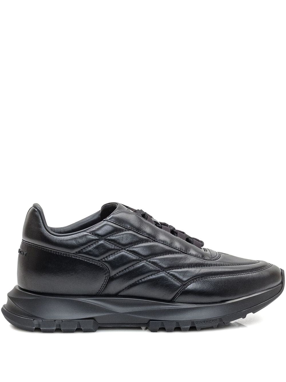 Sneakers aus schwarzem Leder mit Steppmotiv