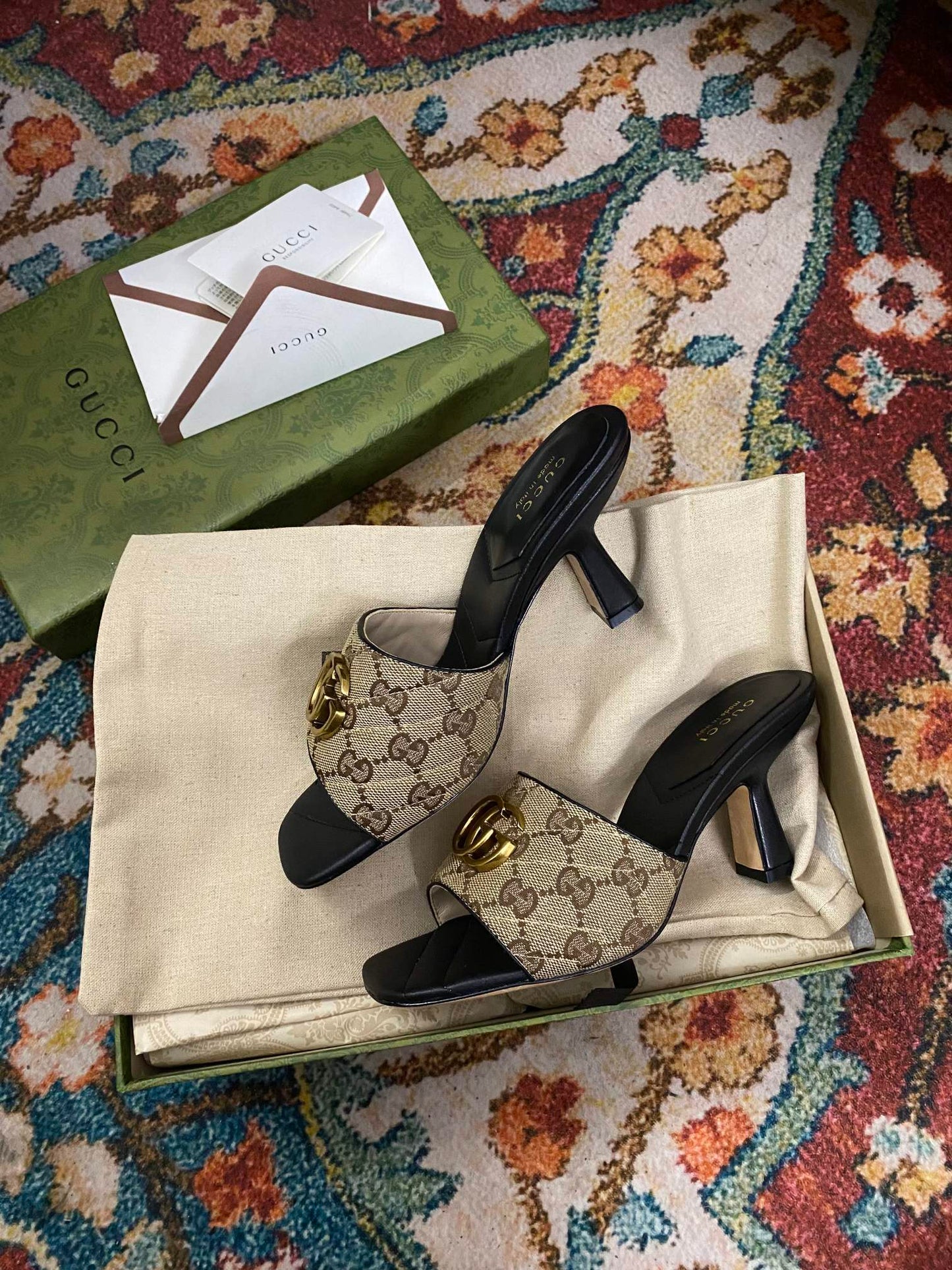 Sandalen Slide Marmont Schwarz/Beige