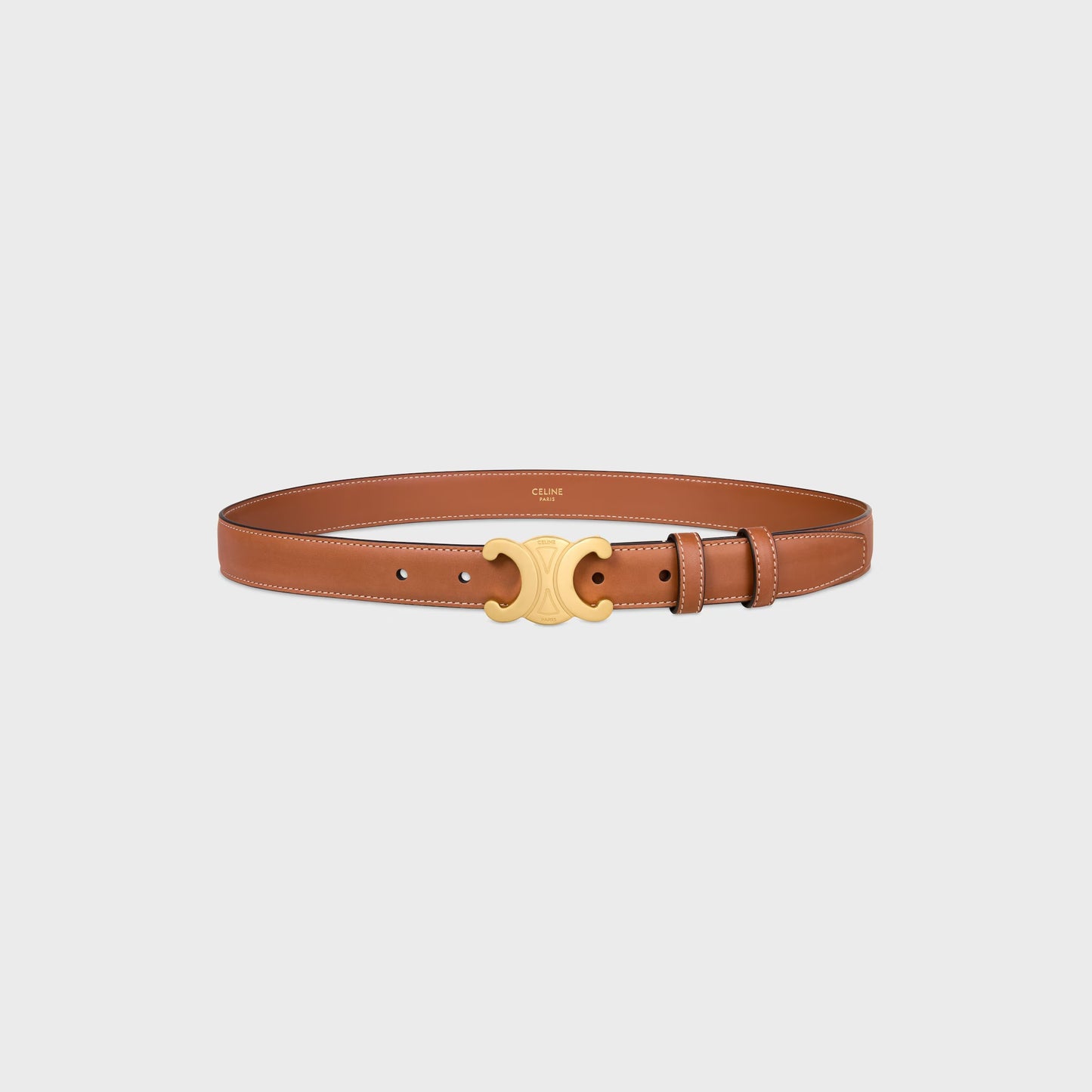 Triomphe Gürtel 18 mm aus naturbelassenem Kalbsleder in Cognac für Damen