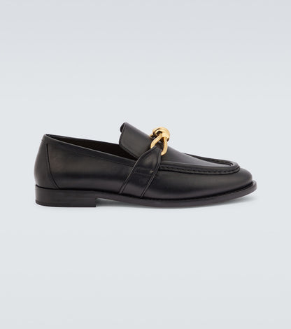 Astaire Knot Loafer aus Leder Schwarz mit goldfarbener Schnalle