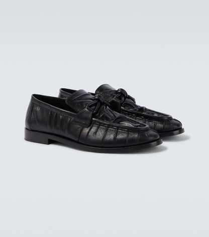 Astaire Knot Loafer in Black Nappa Leather with Black Buckle