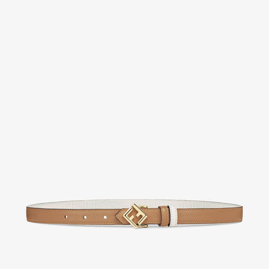 Women's reversible leather belt in beige