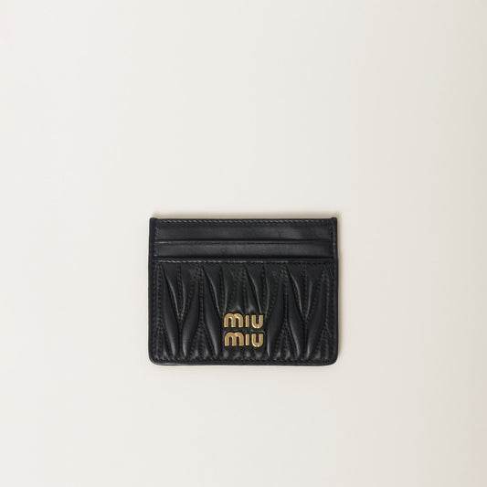Card case made of mate-coated nappa leather in black