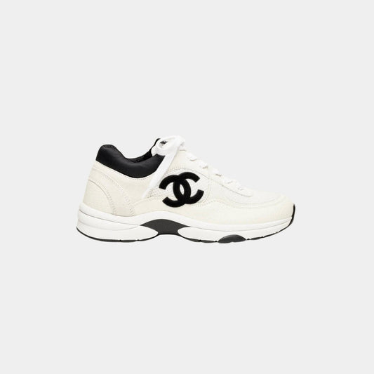 White/Black mesh suede sneakers
