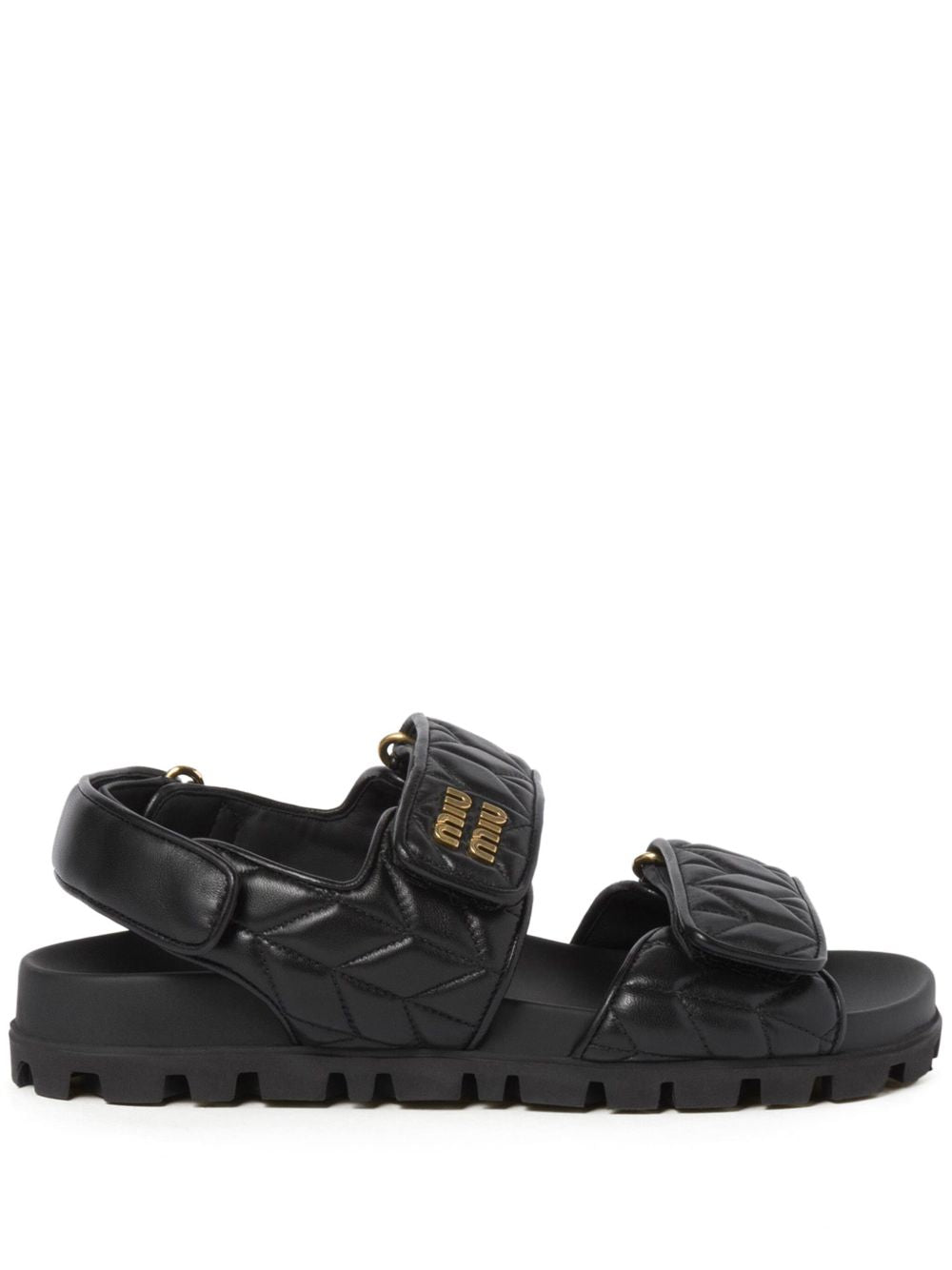 Black quilted leather sandals