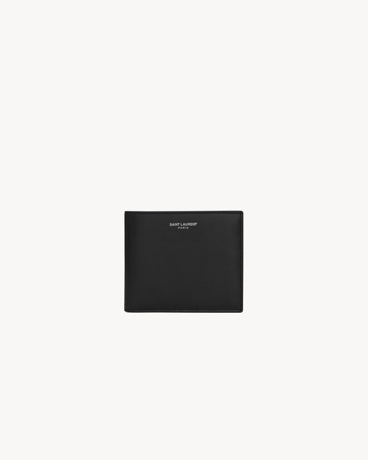 East/West wallet made of smooth black leather