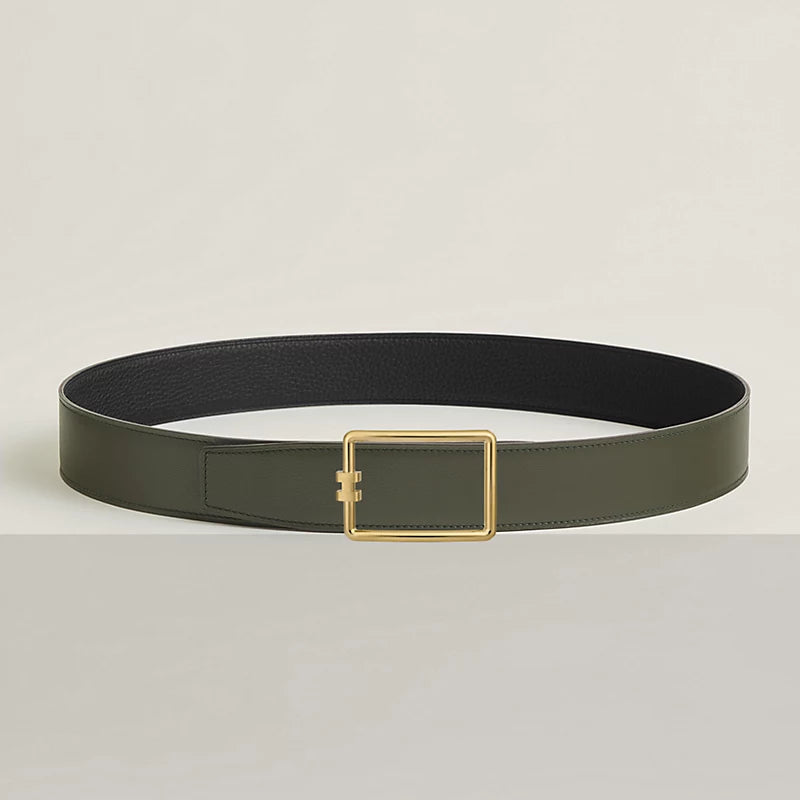 Gürtelschließe Tube H & Wendbarer Gürtelriemen 38 mm Grün/Schwarz Damen