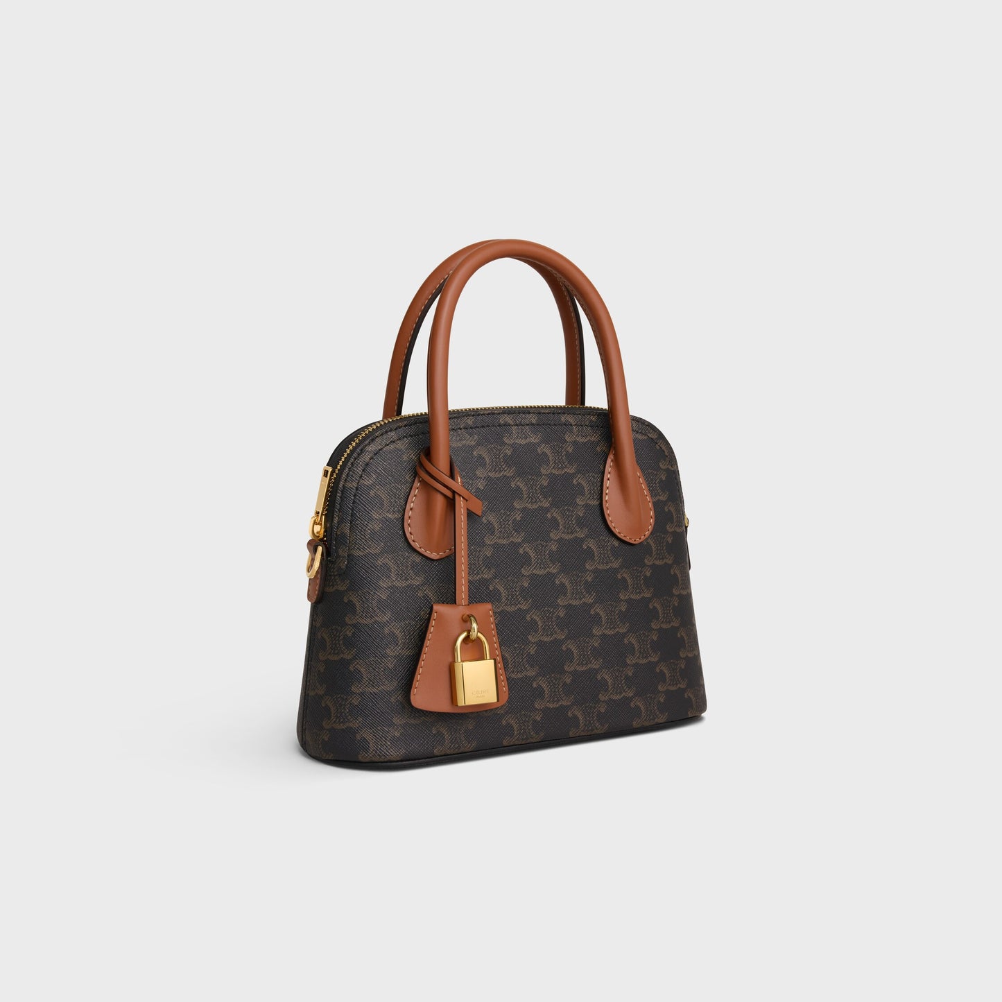 Honorine Teen Tasche aus Triomphe-Canvas und Kalbsleder in Cognac