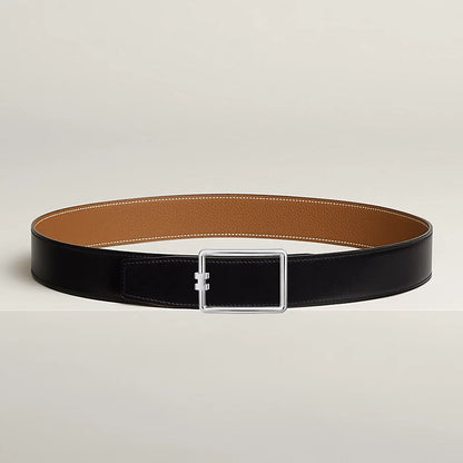 Belt buckle Tube H &amp; reversible belt strap 38 mm black/gold men