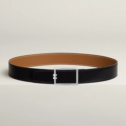 Belt buckle Tube H &amp; reversible belt strap 38 mm black/gold men