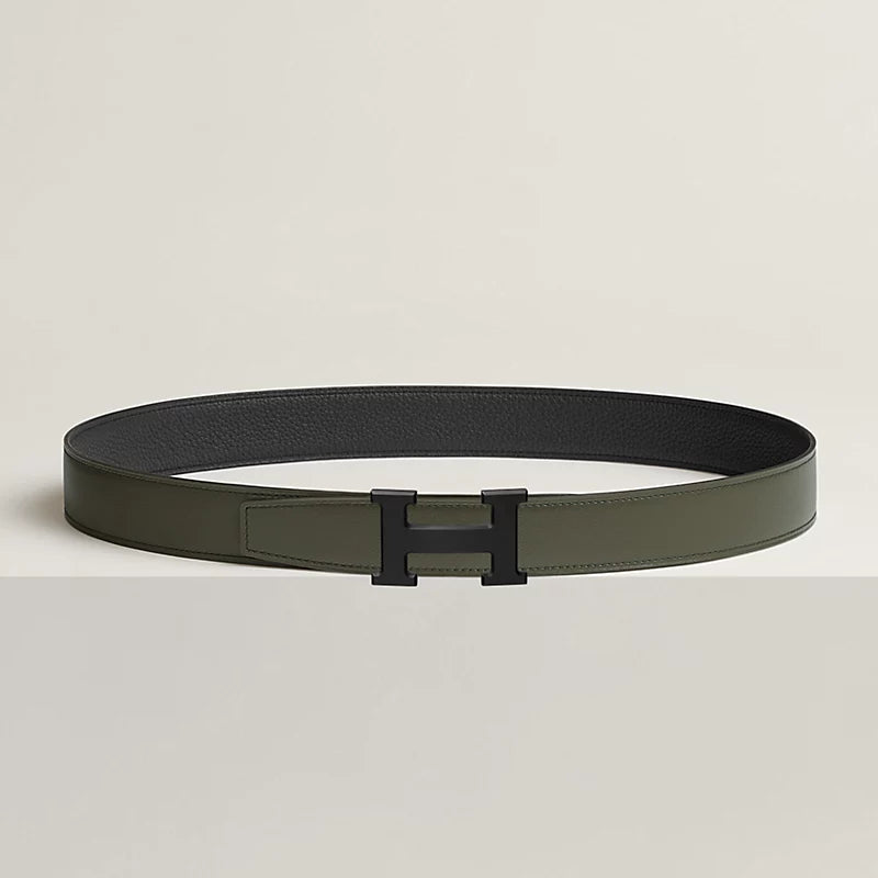 Gürtelschließe Tube H & Wendbarer Gürtelriemen 32 mm Grün/Schwarz Damen