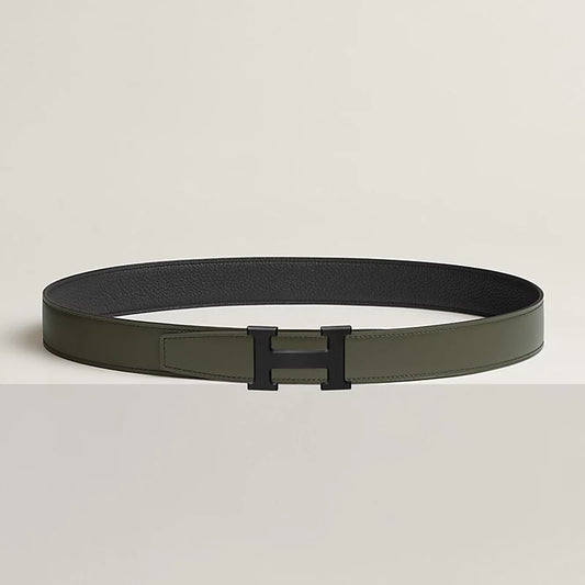 Gürtelschließe Tube H & Wendbarer Gürtelriemen 32 mm Grün/Schwarz Damen