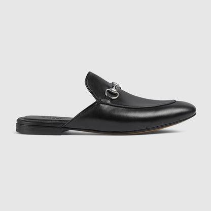 Herren-Mules mit Horsebit aus schwarzes Leder