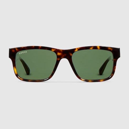 Rectangular dark brown tortoiseshell sunglasses