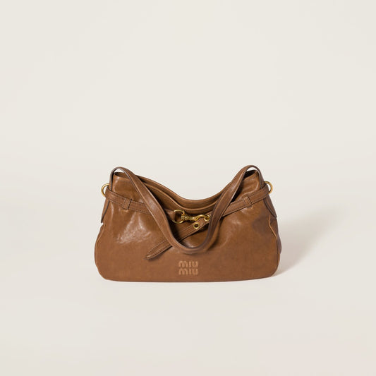 Aventure medium bag made of brown nappa leather