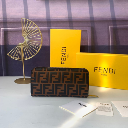 Zweifarbige Zucca Leder Zip-Around Geldbörse