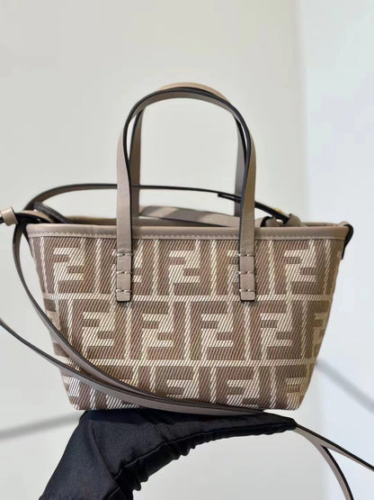 FF Jacquard Mini Roll Tote Bag Beige