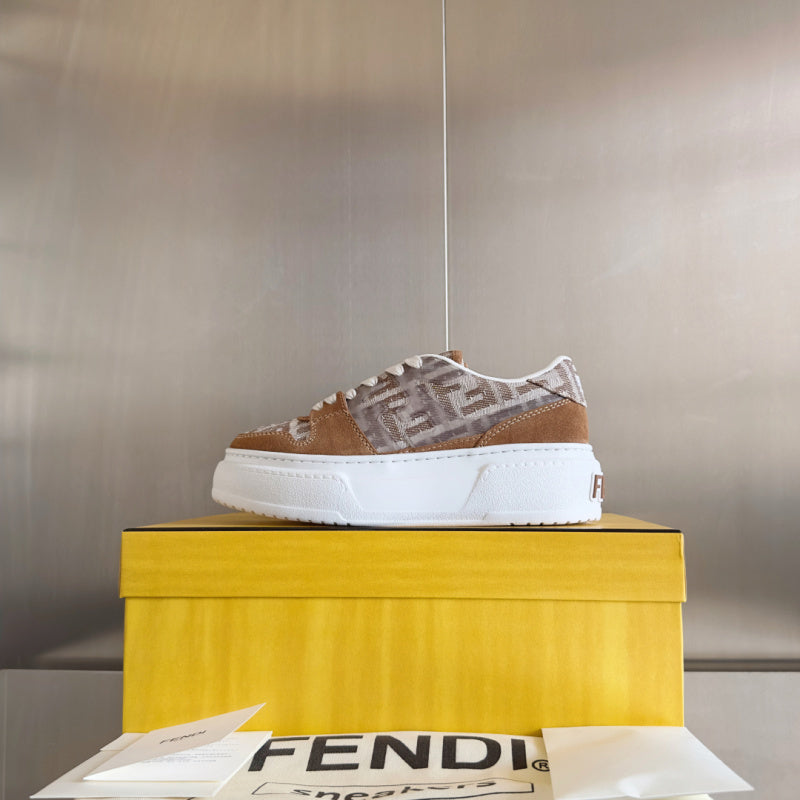 Match Sneakers mit Plateau aus FF Fabric Canvas Beige