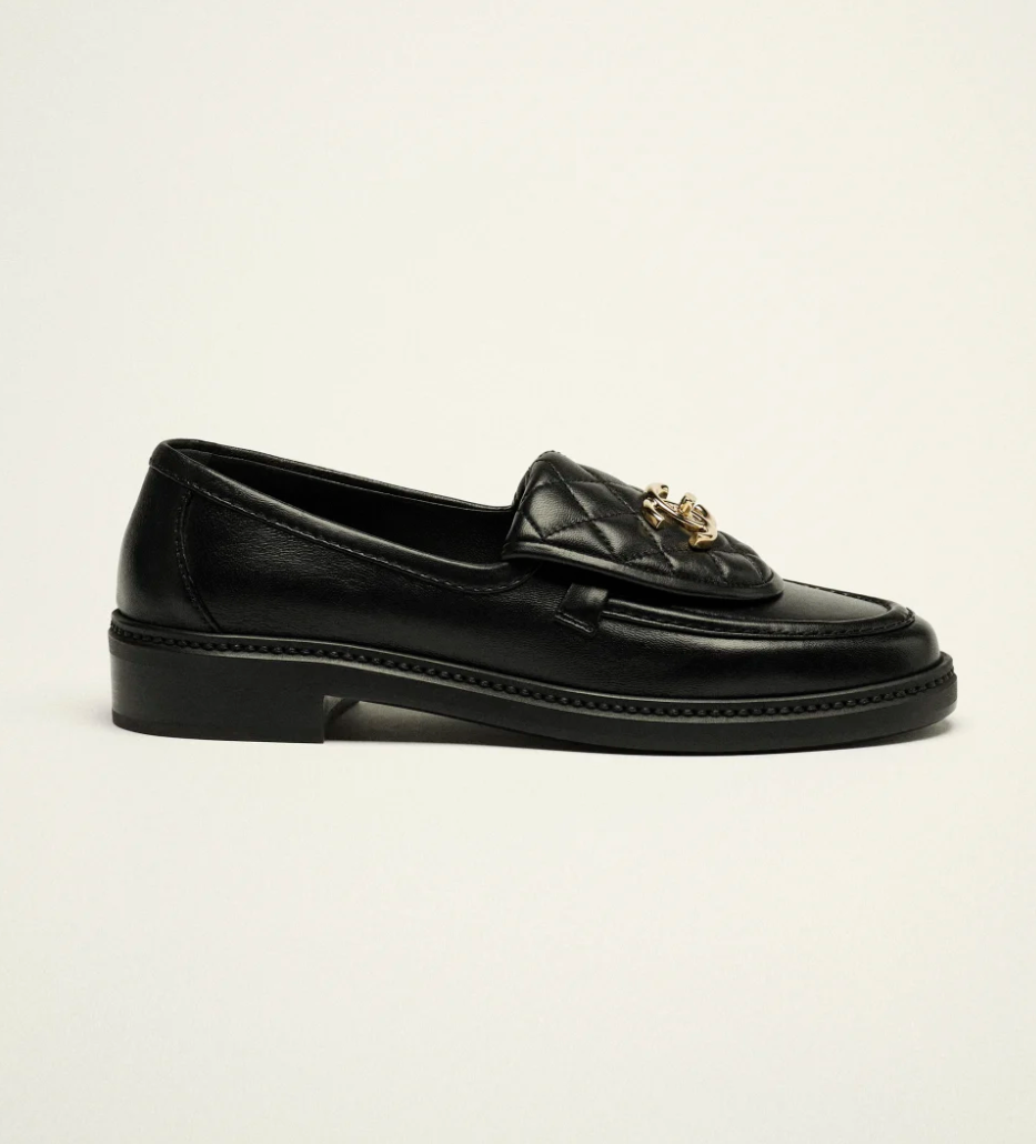 Black lambskin moccasins