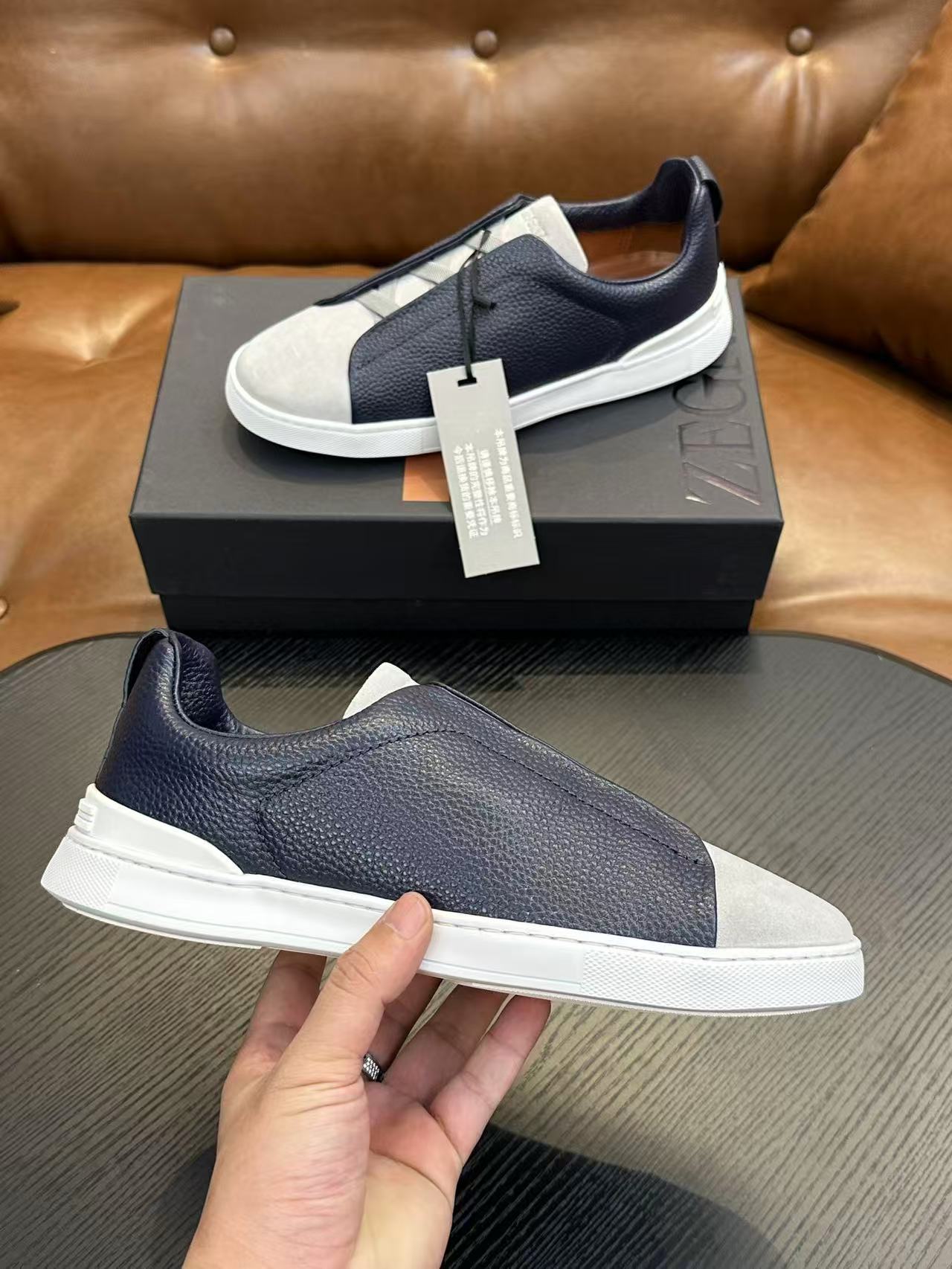 White/Blue Triple Stitch SECONDSKIN Sneakers