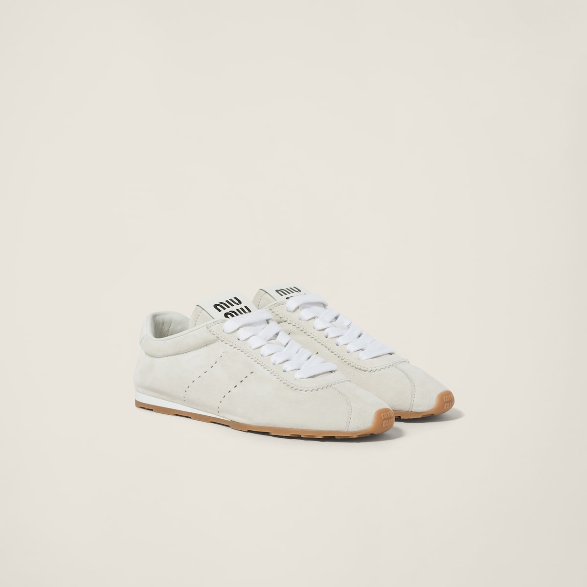 Plume suede sneakers in white