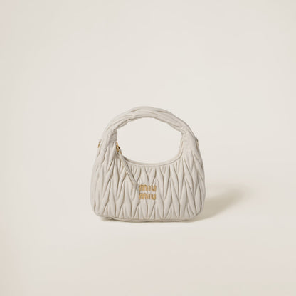 Hobo bag Wander small made of matelassed nappa leather in white