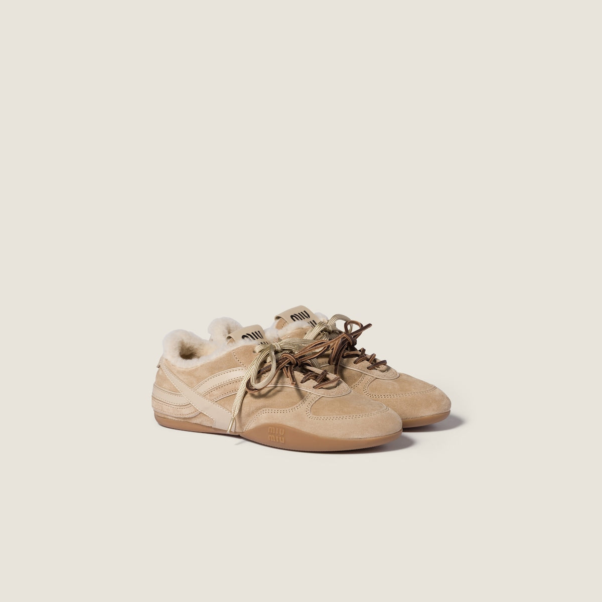 High school sneakers in suede and lambskin in desert