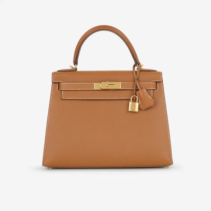 Kelly 28 Gold mit goldenen Accessoires Epsom