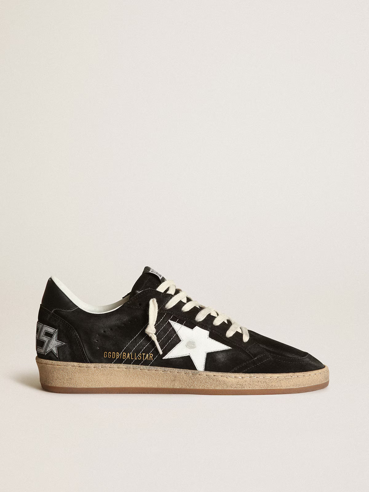 Black suede with white leather star