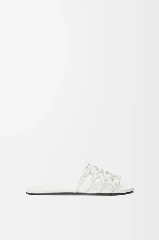Slide Anagram Petal in soft leather White