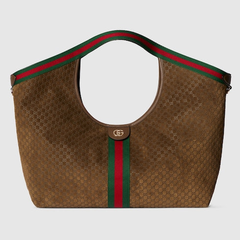 Kleine GG Giglio Shoppingtasche aus braunem Wildleder
