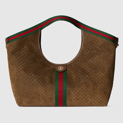 Kleine GG Giglio Shoppingtasche aus braunem Wildleder