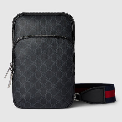 GG Black shoulder bag small size in GG Supreme fabric Black