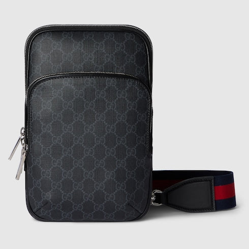 GG Black shoulder bag small size in GG Supreme fabric Black