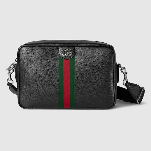 Ophidia medium-sized shoulder bag made of soft black leather