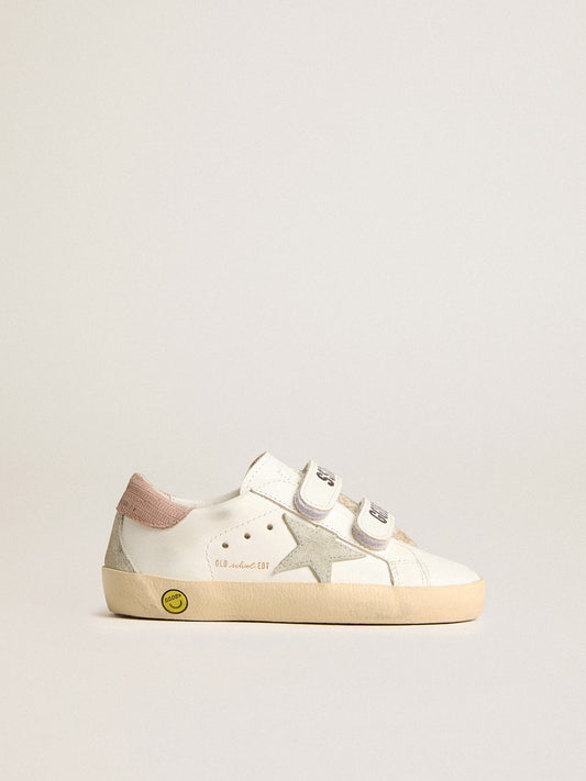 Old School Young made of leather with grey suede star and old pink heel