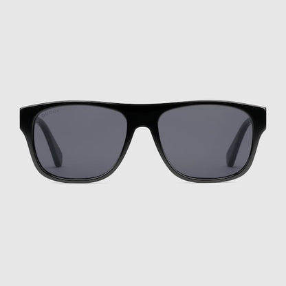 Men's black acetate rectangular sunglasses