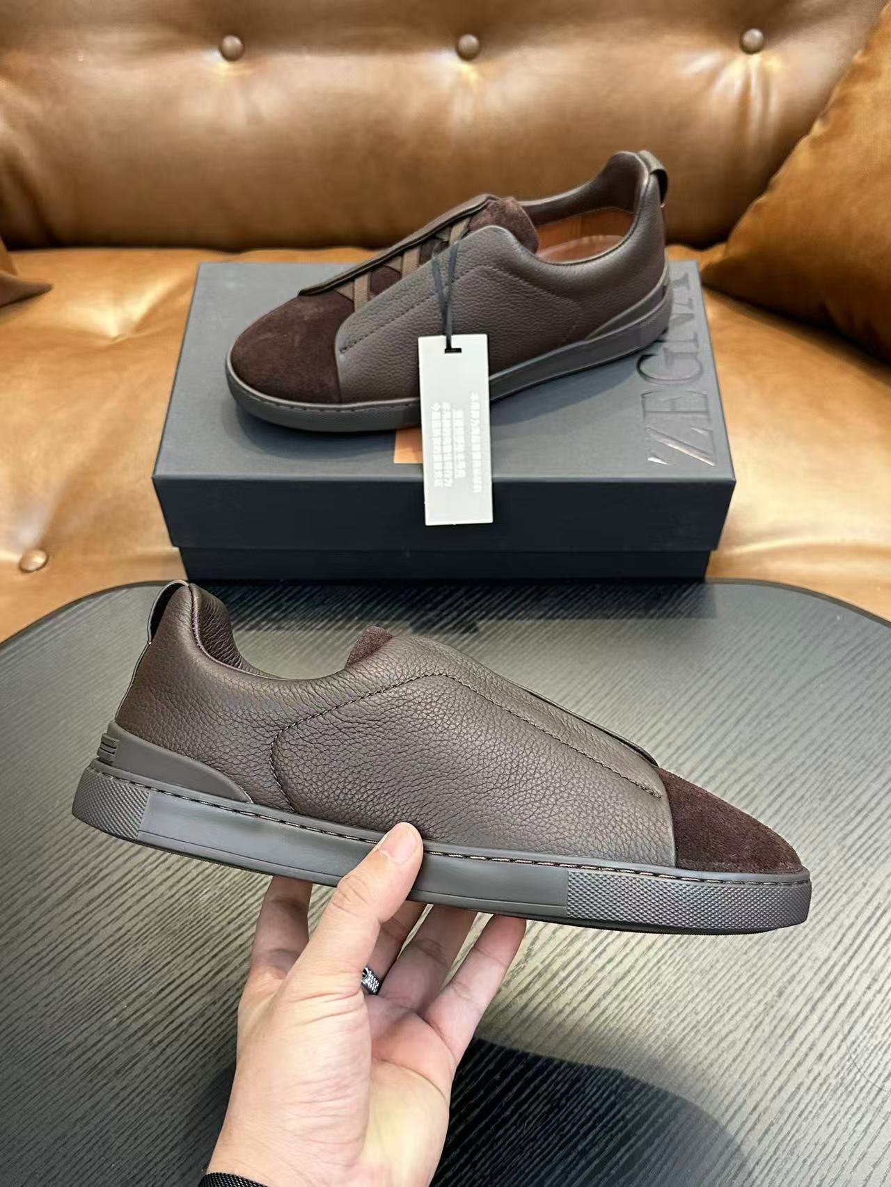 Total Brown Triple Stitch SECONDSKIN Sneakers