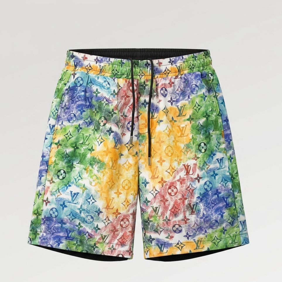 Badehose Watercolor Monogram Mehrfarbig