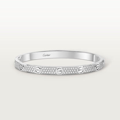 LOVE bracelet, medium model, pavé silver