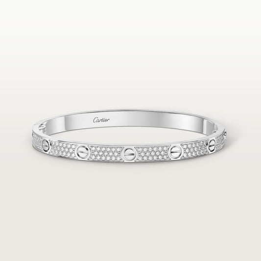 LOVE bracelet, medium model, pavé silver