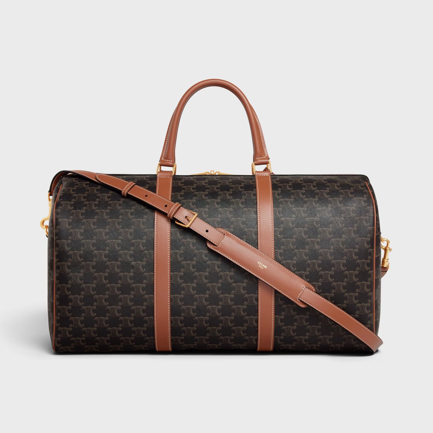 Große Voyage Tasche aus Triomphe-Canvas und Kalbsleder in Cognac