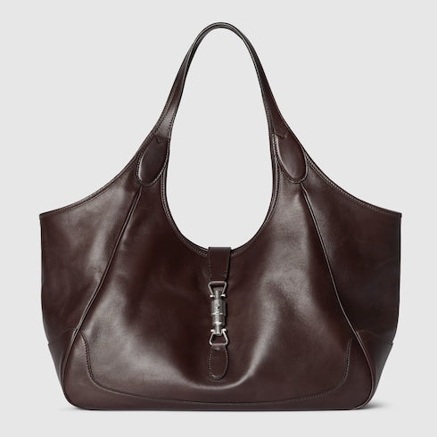 Medium Dark Brown Leather Mercato Shopping Bag